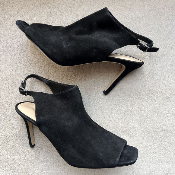 Via Spiga Teresa Black Suede Slingback Heeled Sandals Women 9 M Open Toe Classic - Picture 1 of 16